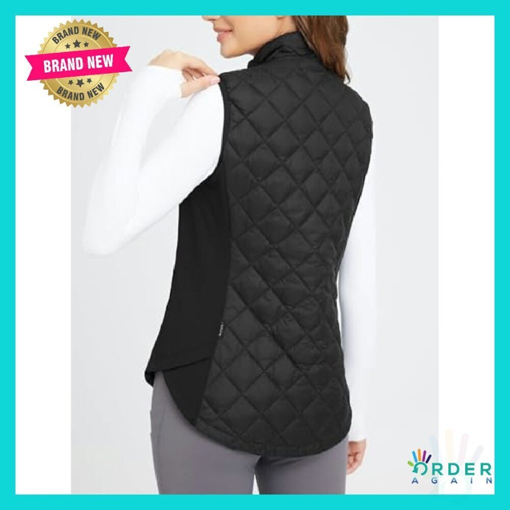 Quilted Puffer Vest Lightweight Winter Warm Stand Collar Water Resistant Zip - Picture 3 of 8